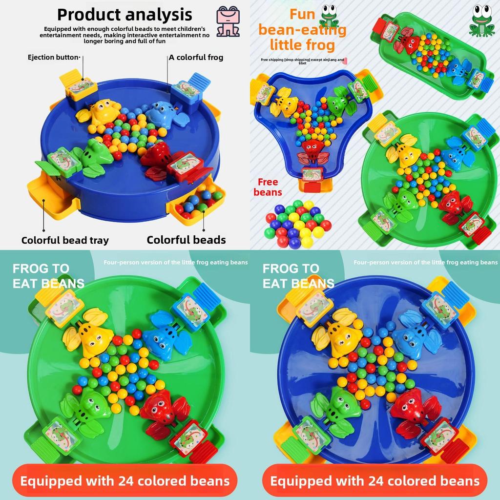 Frog Eating Beans Family Interactive Desk Game With Plastic Material For Kids And Teens