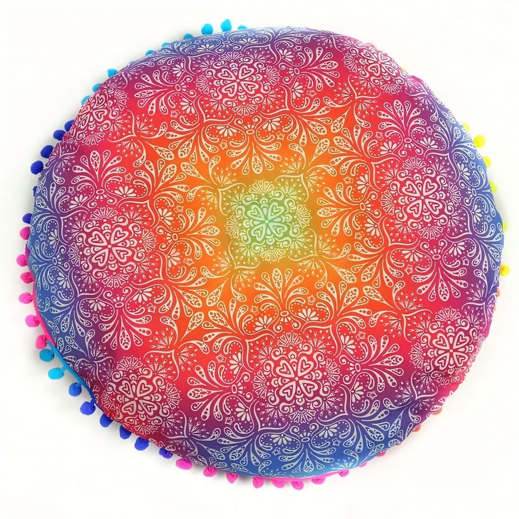 Bohemian 43cm/80cm Round Pillow Case Mandala Pattern Cushion Cover Indian Elephant Retro Meditation Floor Decorative Pillows