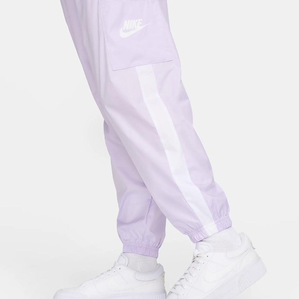 Nike Color Block Design Comfortable Loose Versatile Mid Waist Retro Sports Pants Knitted Sports Pants Women Bottoms Fog-Purple CJ7347-511