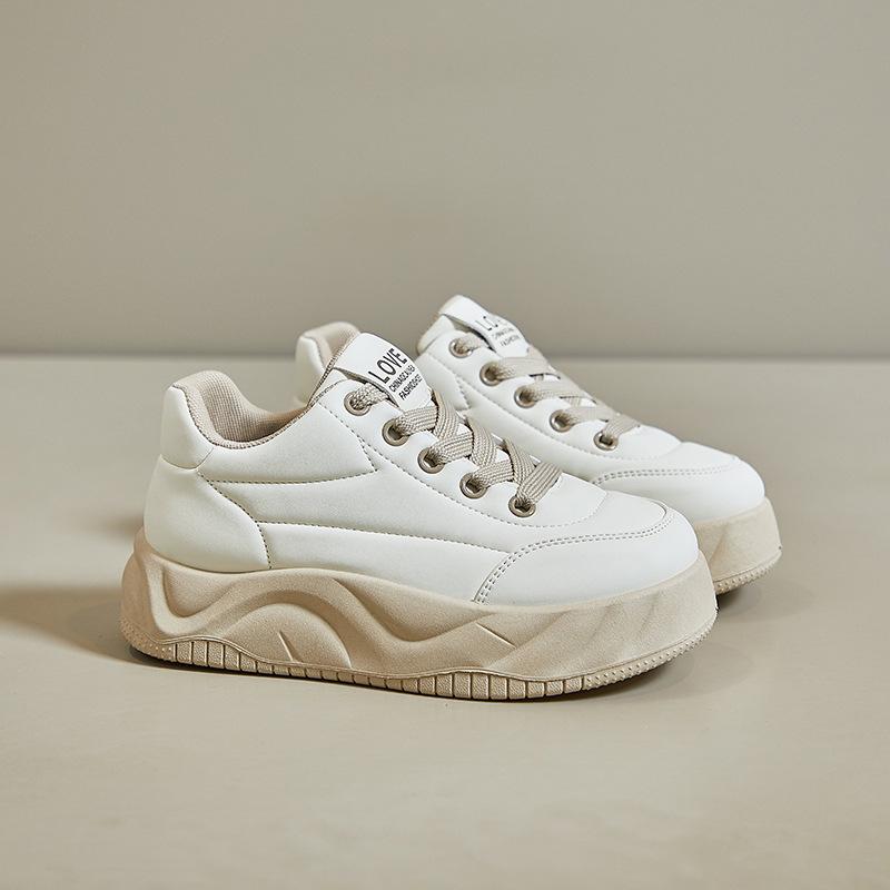 Spring White Shoes New Style Female Students' Height-enhancing Sports Shoes Trendy Casual Shoes Street Photography