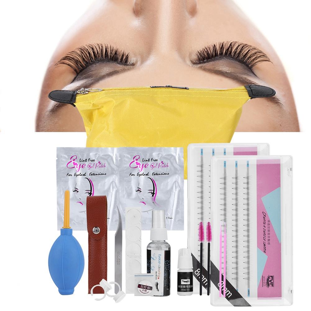 Eyelashes Grafting Tool Set Eyelash Extension Glue Tweezer False Eyelash Kit (8mm+8mm)