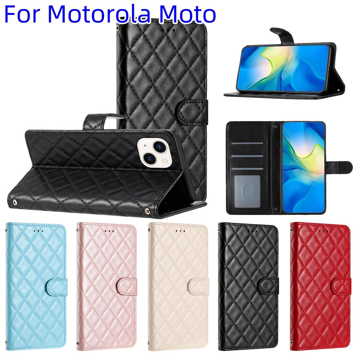 

Для Motorola Moto G54, Moto G84, Moto G13, Moto E13, Moto G22, Moto G20... Чехол из глянцевой кожи с ромбовидным клетчатым узором, флип-кошелек из искусственной кожи