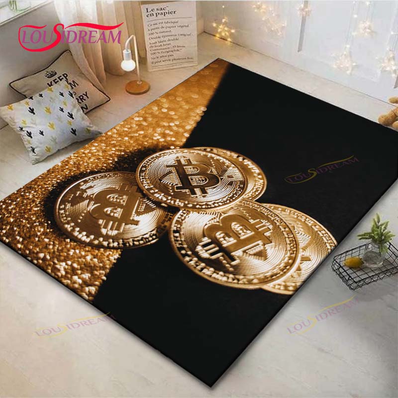 Hot Exquisite 3D Bitcoin BCT Printed Carpet Outdoor Rug Area Rug Non-slip Carpet Bedroom Decor Carpet for Room Gift