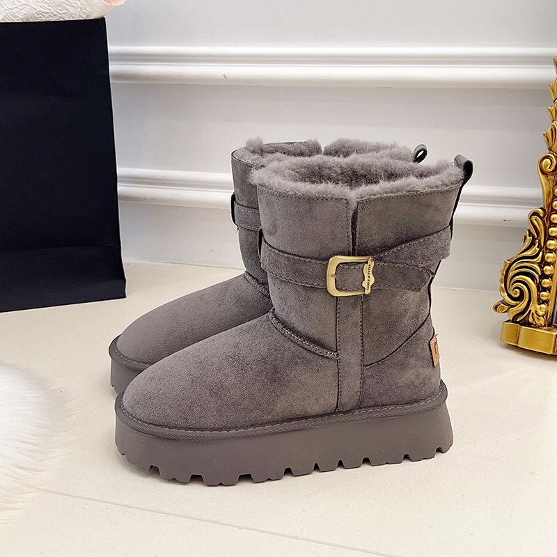 

Зима 2025, двухвариантные зимние ботинки с лацканами и утолщенной подошвой, новые теплые хлопковые ботинки с пряжкой-ремнем, женские пушистые полусапожки 40