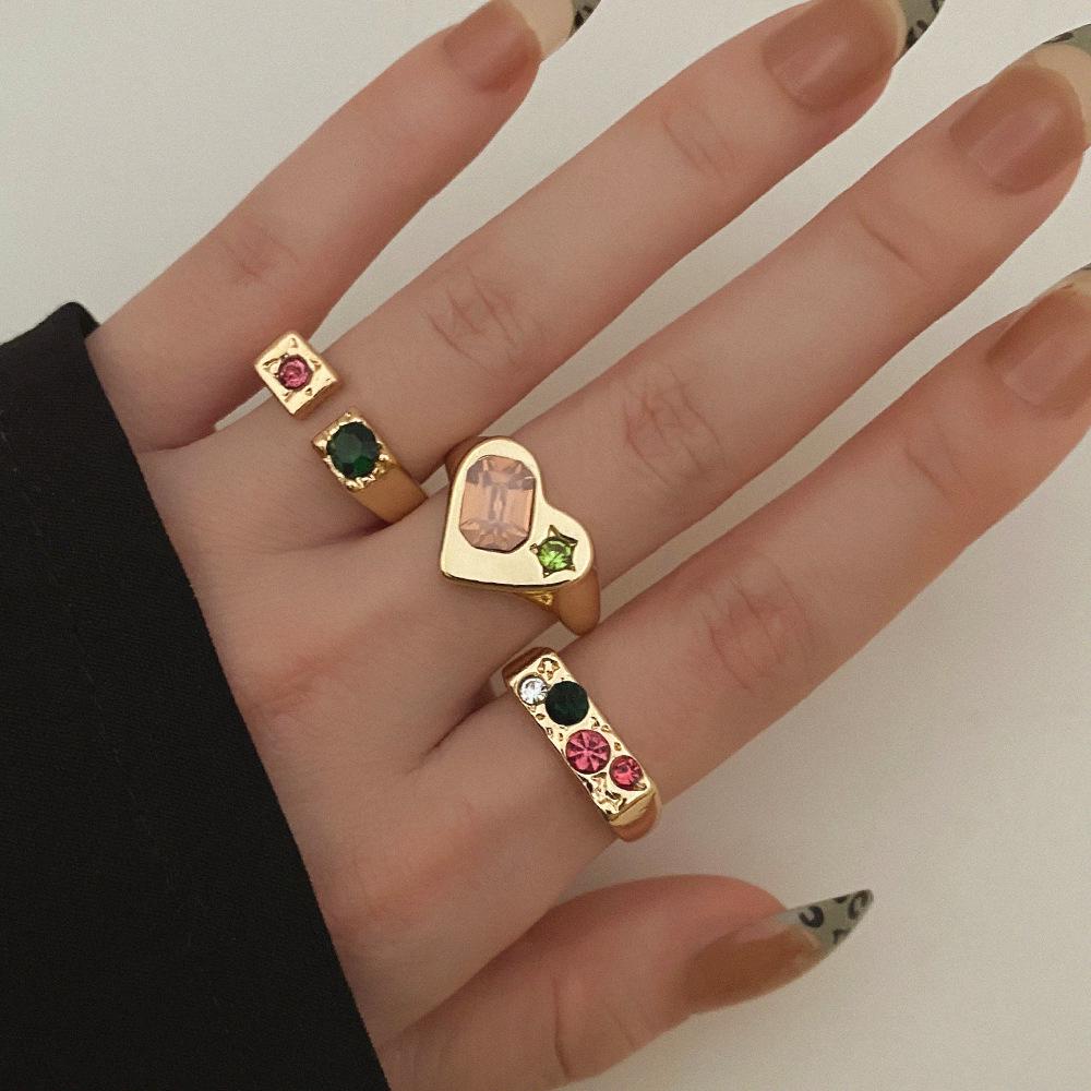 Verstellbarer Zirkon-Herz-Metallring für Damen – Stilvolles, vielseitiges Design