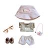 For Labubu doll clothes (doll not included) - 6-piece set for 15cm-17cm dolls: hat, top, pants, shoes, glasses, and camera bag. DIY accessory doll