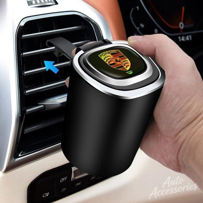 Auto-Aschenbecher Kreative Persönlichkeit Abgedeckt Luftauslass Hängend Mit Abgedecktem LED-Licht Für Porsche Panamera Macan Boxster Cayman 911