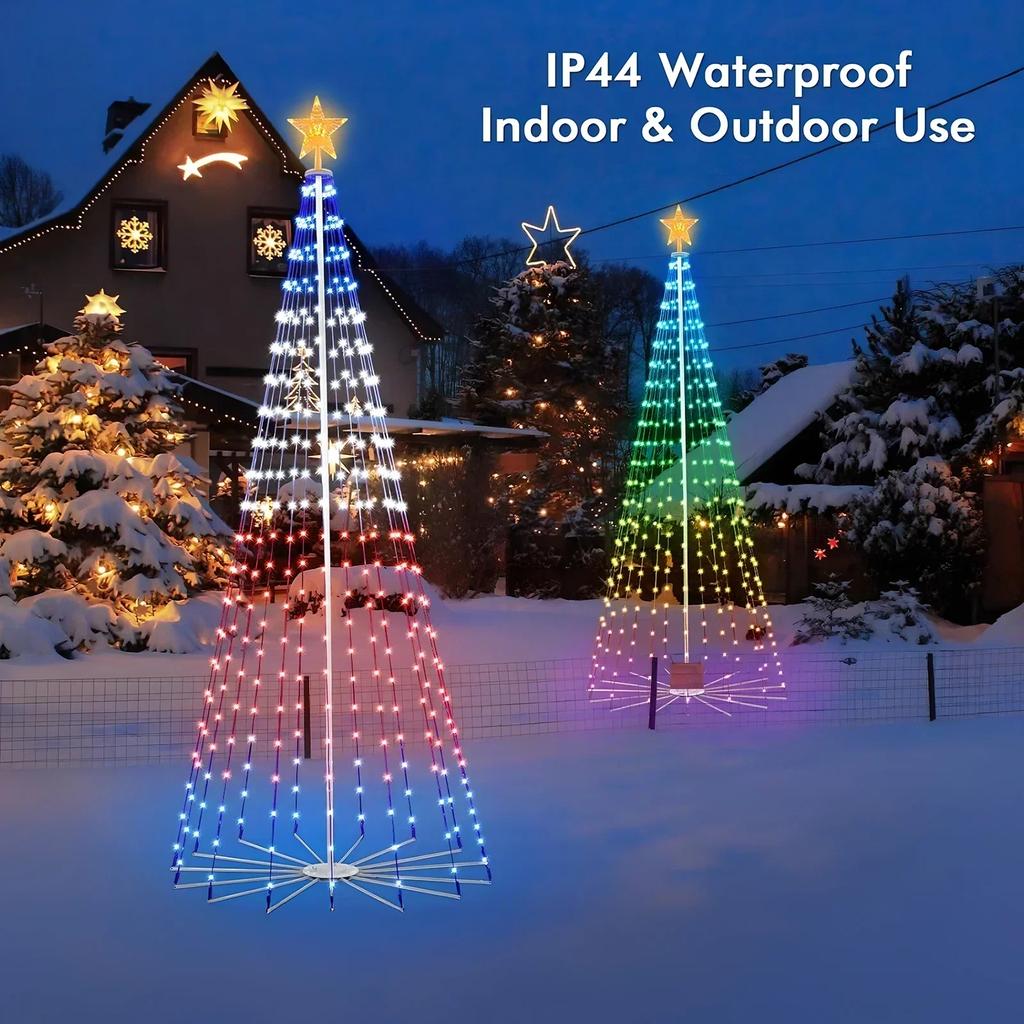 2.1M Smart Lighted RGB Christmas Tree APP & Remote Control Star Topper Outdoor DIY APP Controlled Lighted Christmas Tree Light