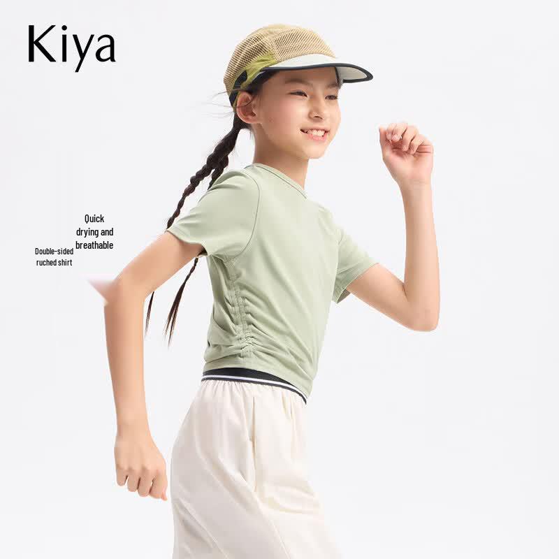 KIYA Girls Pleated Cooling Quick-Dry Sport T-Shirt 150