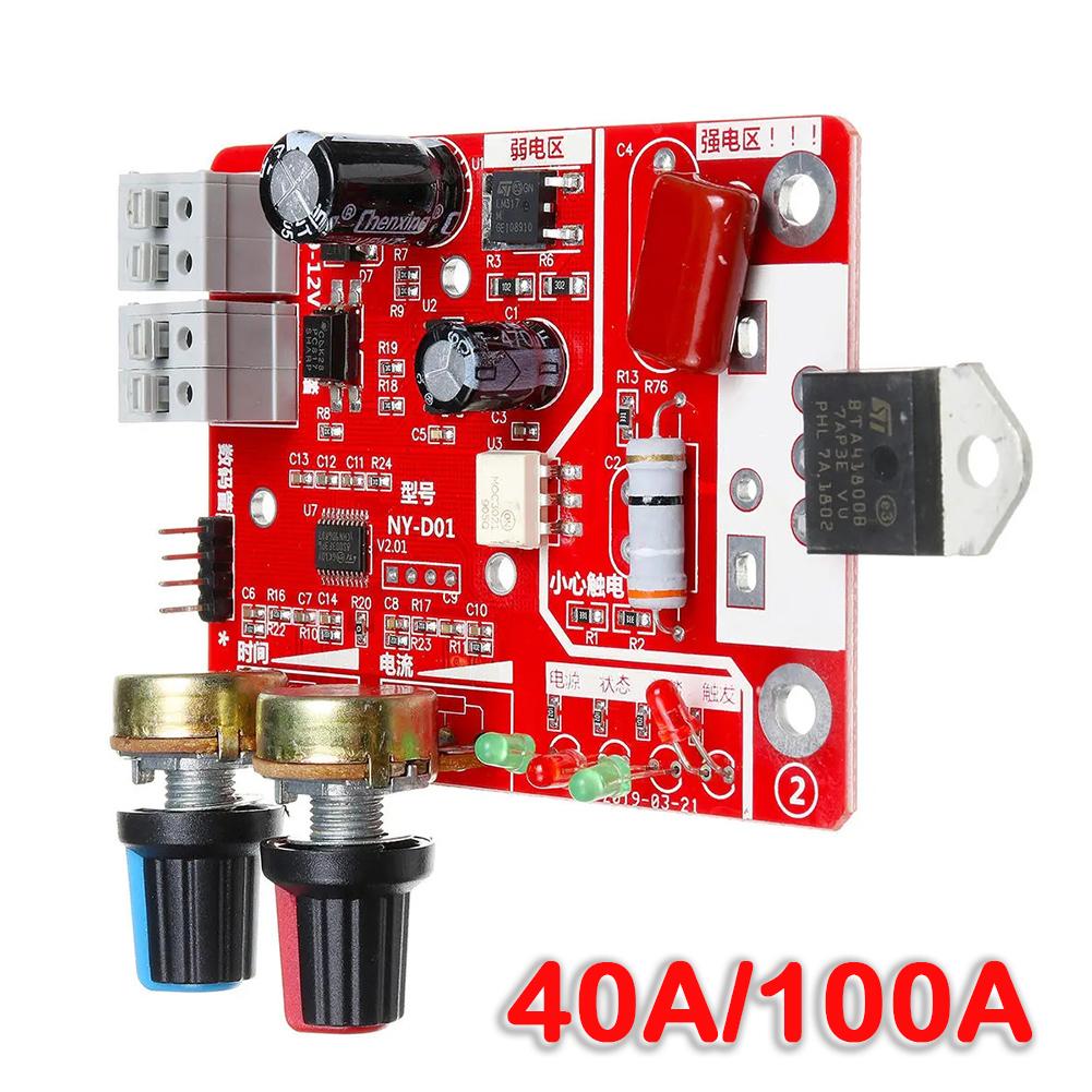 NEW Spot Welder Module 40A 100A Spot Welding Machine Control Board Adjust Time Current Transformer Controller Panel Accessories