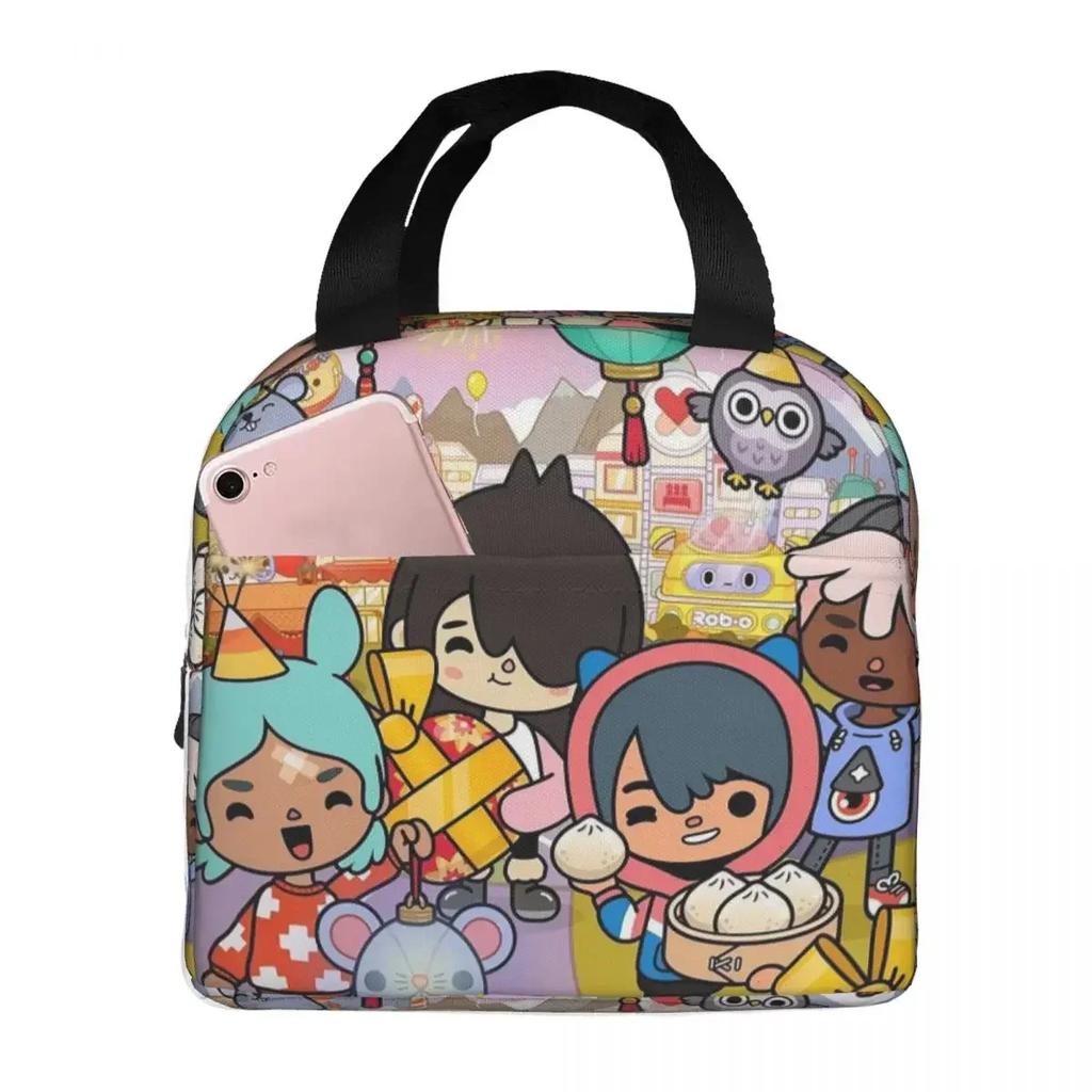 Toca Boca Spiel Isoliert Lunchtasche für Damen Büro Kühlbox Thermisch Essensbox Tragetasche Tragbare Lunchboxen Behälter