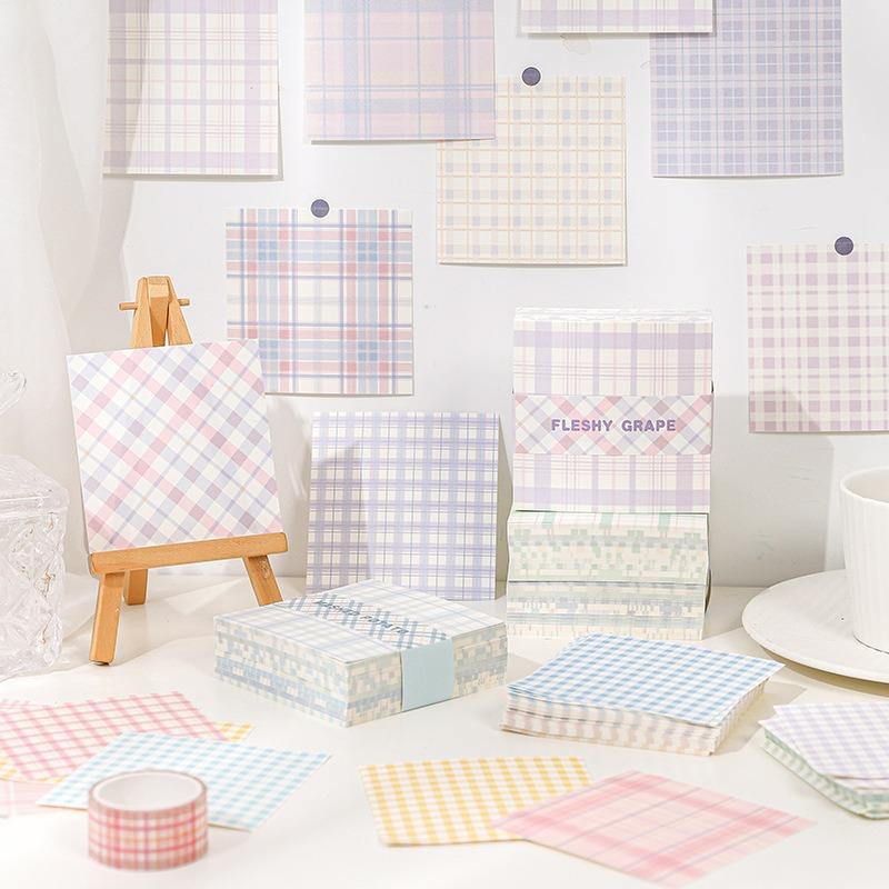 Fresh Plaid Pattern Dyed Memo Paper For Hand Account Diary Notes