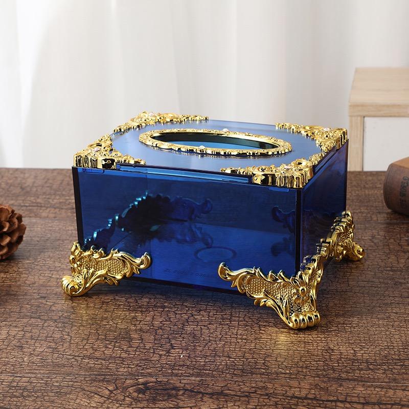 Luxury Acrylic Tissue Boxes Storage Napkin Holder Paper Case Organizer Ornament Craft Desktop Tissue Holder Kitchen Tissue Box