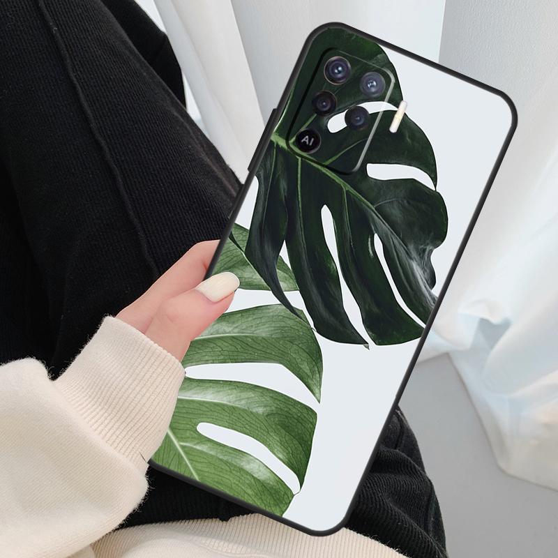 Leaves Monstera Green Case For Oppo A17 A57 A77 A40 A78 A54 A74 A94 A76 A16 A96 A18 A60 A80 A38 A58 A98 A15 A5 Pro