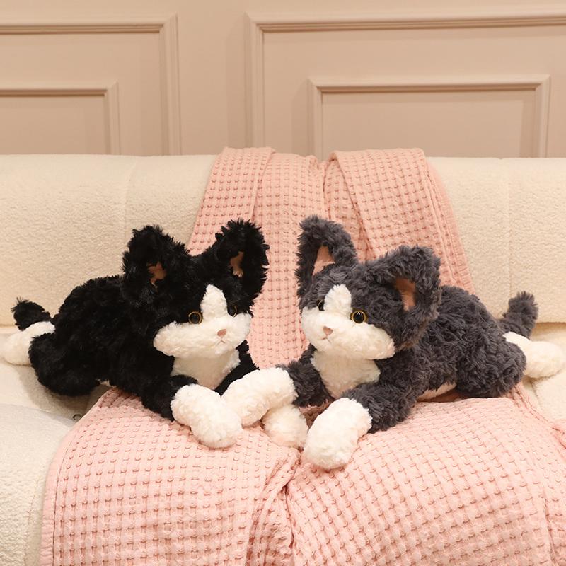 50cm Kawaii Curly Haired Cat Plush Pillow Soft Stuffed Animals Devon Rex Cat Kids Toys Sofa Cushion Home Decor for Girls Gifts