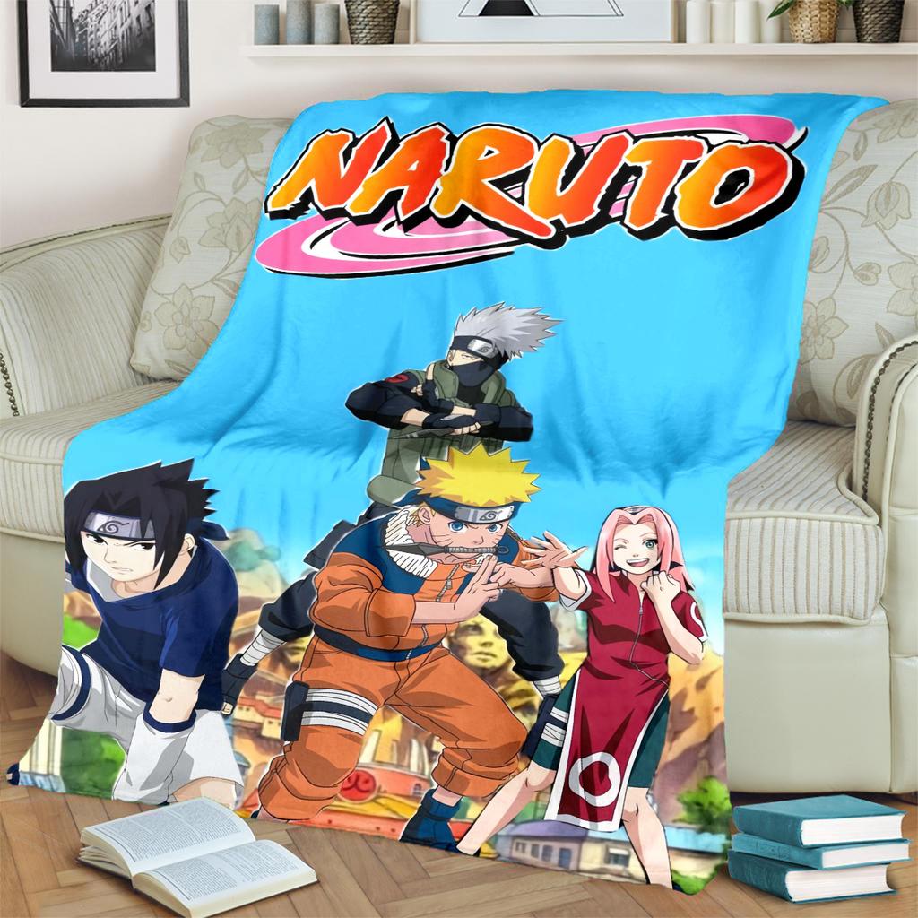 Anime-Naruto Print Blanket Warm Comfortable Flannel Blanket for Bedrooms, Sofas, Beds, Chairs, Picnics, Travel -LXR62