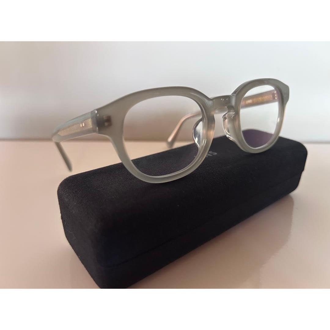 Used JINS Transparent Gray Round Frame Glasses Good Condition