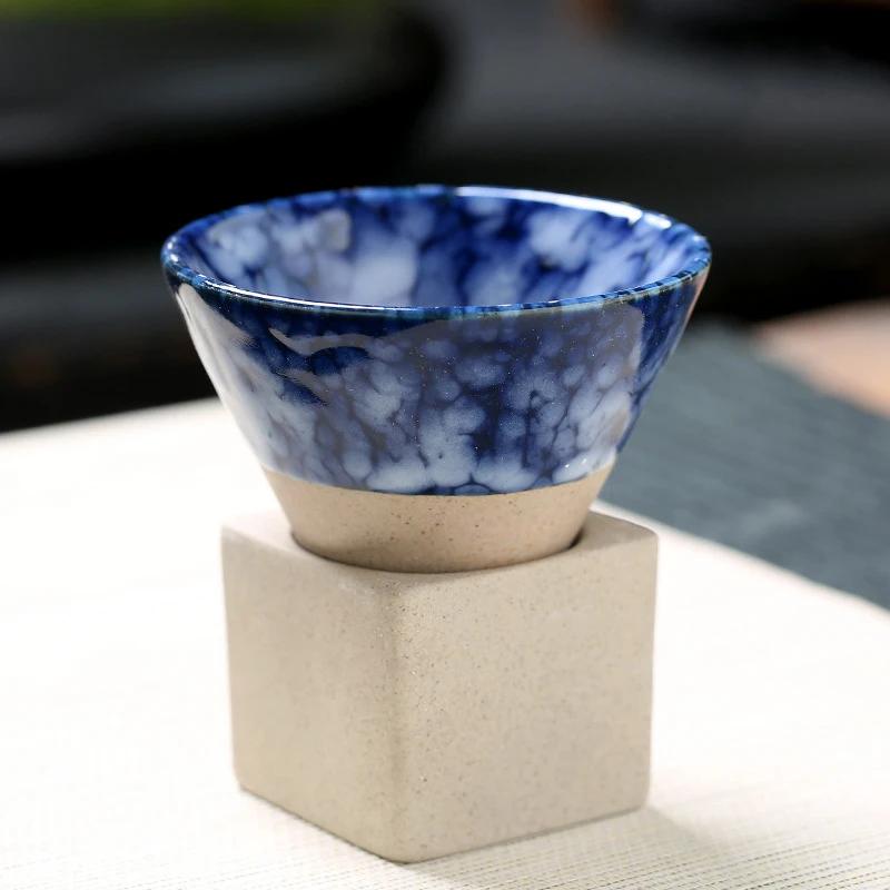 1pc Retro Japanese Triangular Cone Shape Pottery Tea Coffee Cup Pull Ceramic Mug Rough Latte Tea Porcelain Cup for Home Office