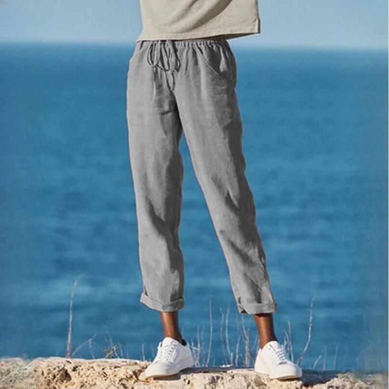 GMXIA Dammode Casual Enfärgat Tryck Hög Midja Byxor & Capris