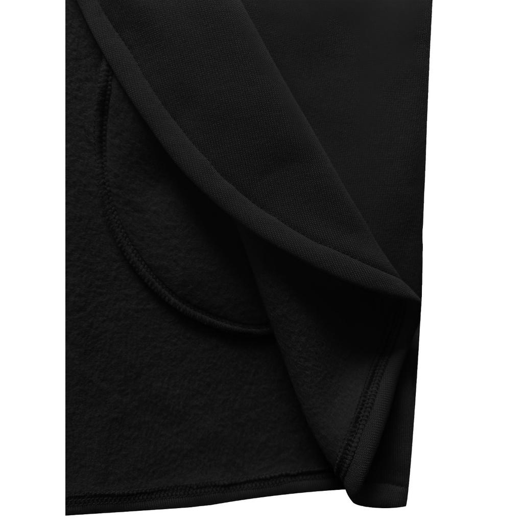 Women's Long Sleeved Casual Black Hooded Jacket Sweatshirt with Front Pocket Zipper Hoodie