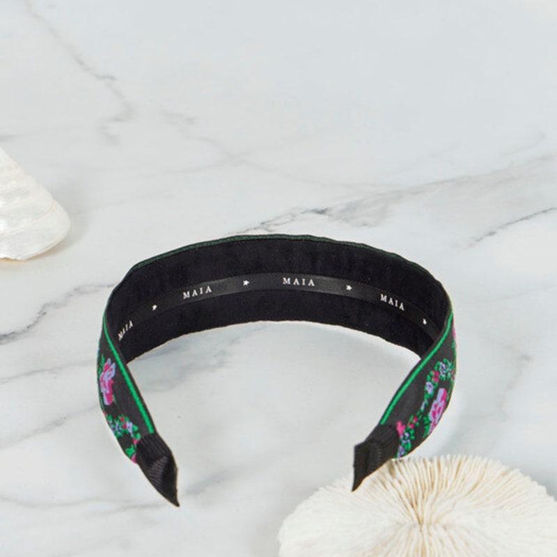 MAIA Pearl Flower Jacquard Hairband A - Minja-hyung Green
