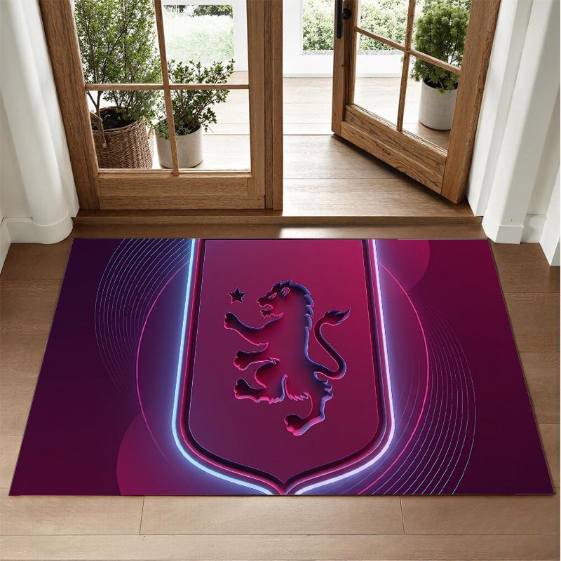 Aston Villa Football Design Crystal Velvet Rug Soft Decorative Mat for Bedroom Entrance