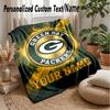 Green Bay Packers Custom Flannel Throw Blanket Print Your Name Text Soft Warm Blanket Holiday Present