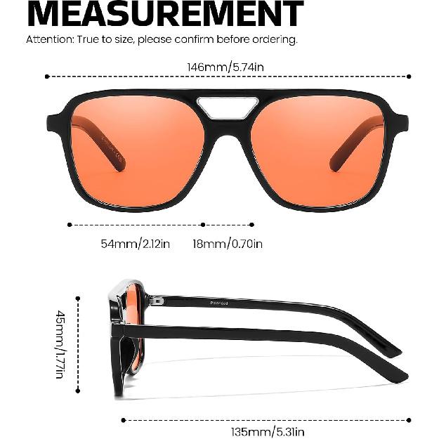 Aviator Blue Light Blocking Glasses for Women Men Reduce Eyestrain Orange Anti Blue Eyeglasses for Computer TV Gaming