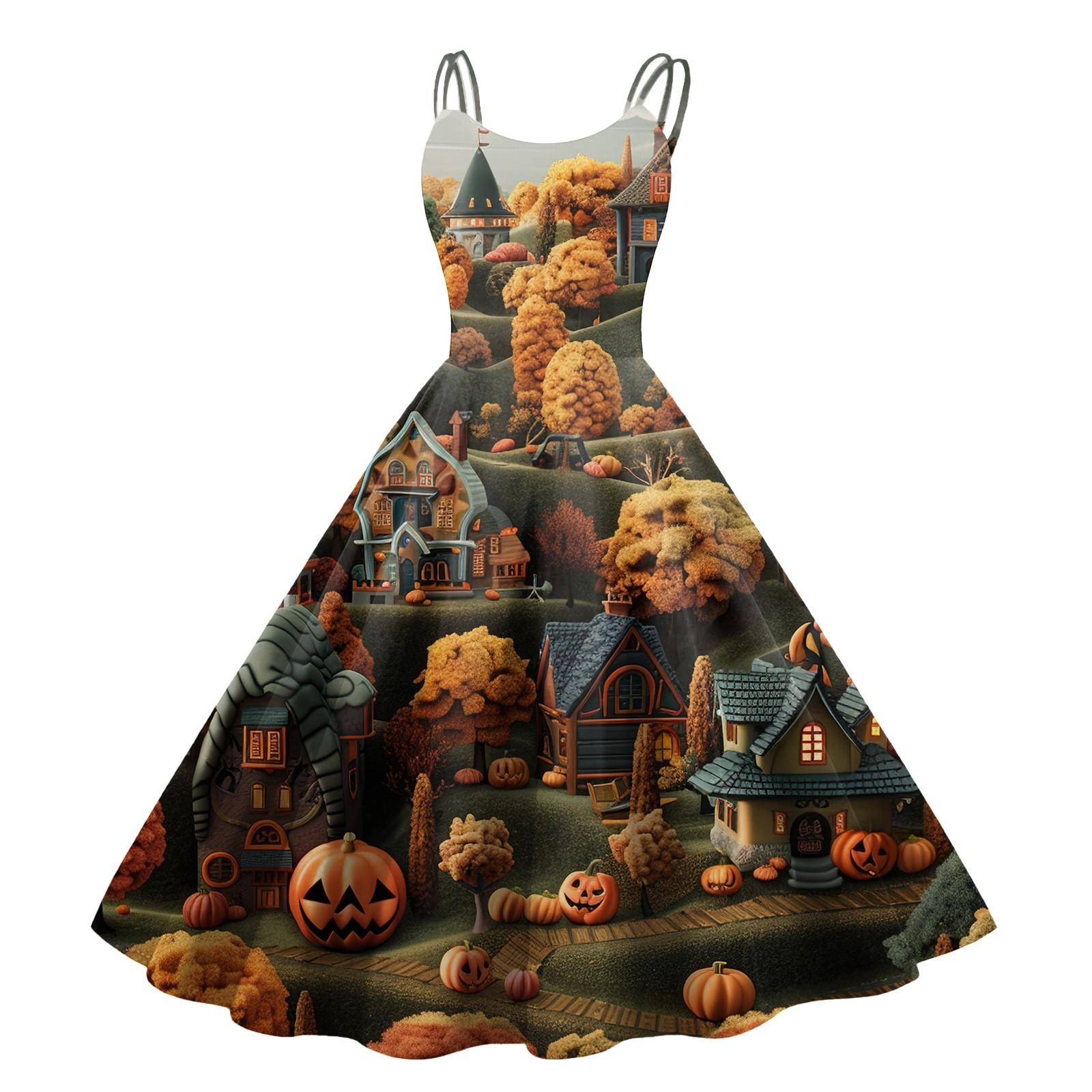 

Женское сексуальное платье с принтом на Хэллоуин, с открытыми плечами, в стиле панк, винтаж XL