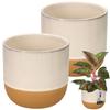Kotarbau® 2 Pcs. Ceramic Flowerpot 17 Cm For Living Room For Terrace Two Textures Cream Orange Decorative Handmade Vintage Handicraft
