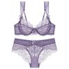 Women Sexy Underwear Set Ultra-thin No Sponge Breathable Lace Bra Large Breasts Show Small Anti-sagging Large Size Bra Set