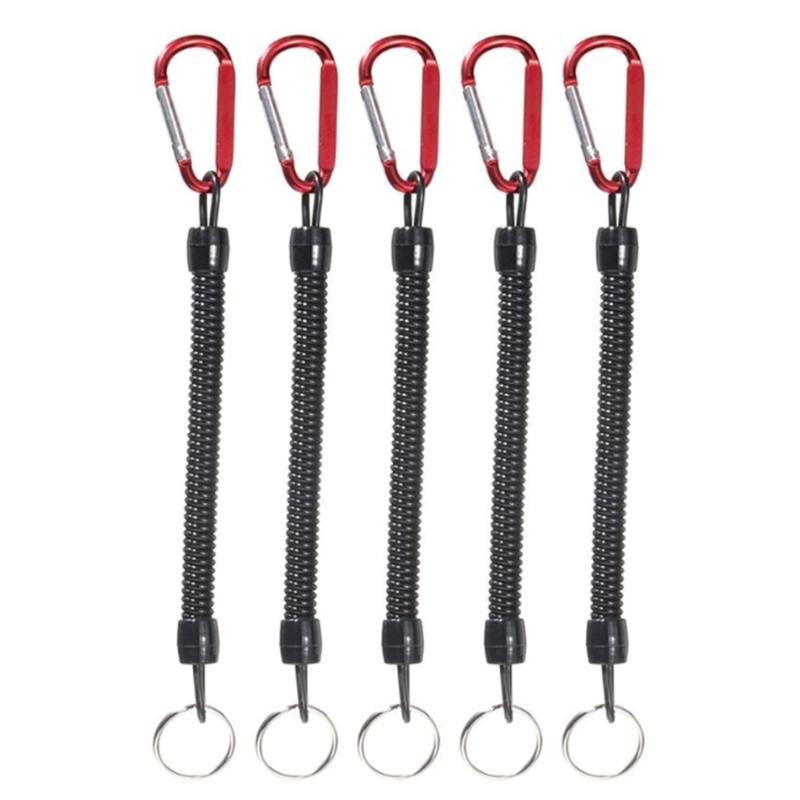 5Pcs Coiled Fishing Lanyards with Carabiner Retractables Fishing Lanyards  Coiled Tethers Secure Tackle Tool Easily Use