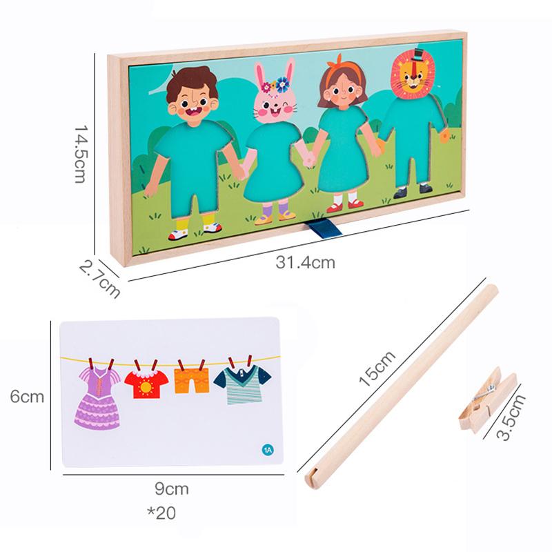 

Kids Montessori Games Wooden Toys Clothes Drying Dress-Up Puzzle Jigsaw Thinking Games Educational Matching Sorting Toys Gifts