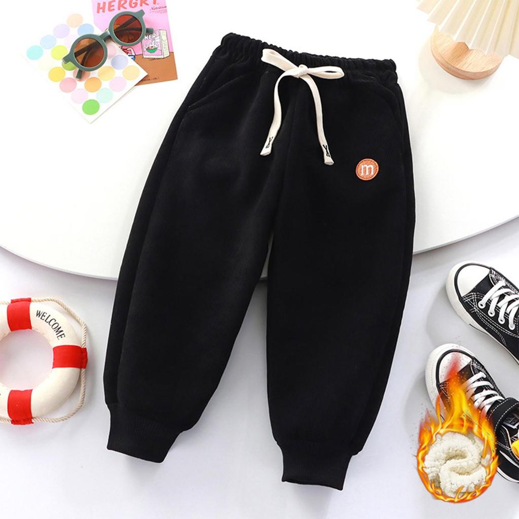 Autumn Solid Corduroy Sweatpant for Boy Ankle-Length Sporty Trousers 2+y Young Child Clothes Spring Girls Casual Thin Harem Pant