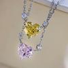Women Heart Cut Pendant Necklace Elegant Three Stone Design Sparkling Daily Wear Jewelry for Party and Dating