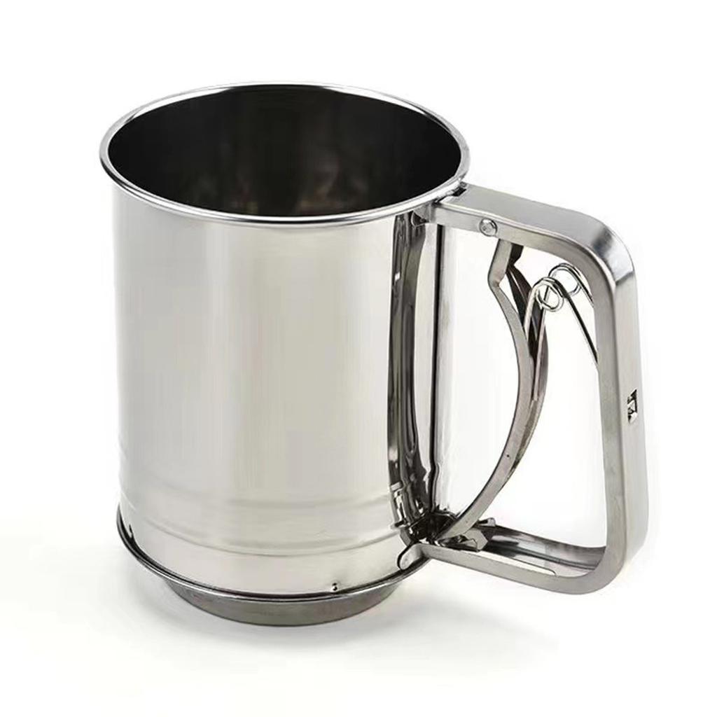 Stainless Steel Flours Sieve Cup With Handle Rust-Proof Powder Mesh Sifter For Kitchen Home