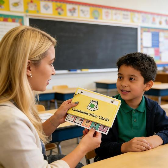 Communication Cards Basic Needs Communication Card with Metal Rings for Non Verbal Speech Therapy Children Adults Seniors
