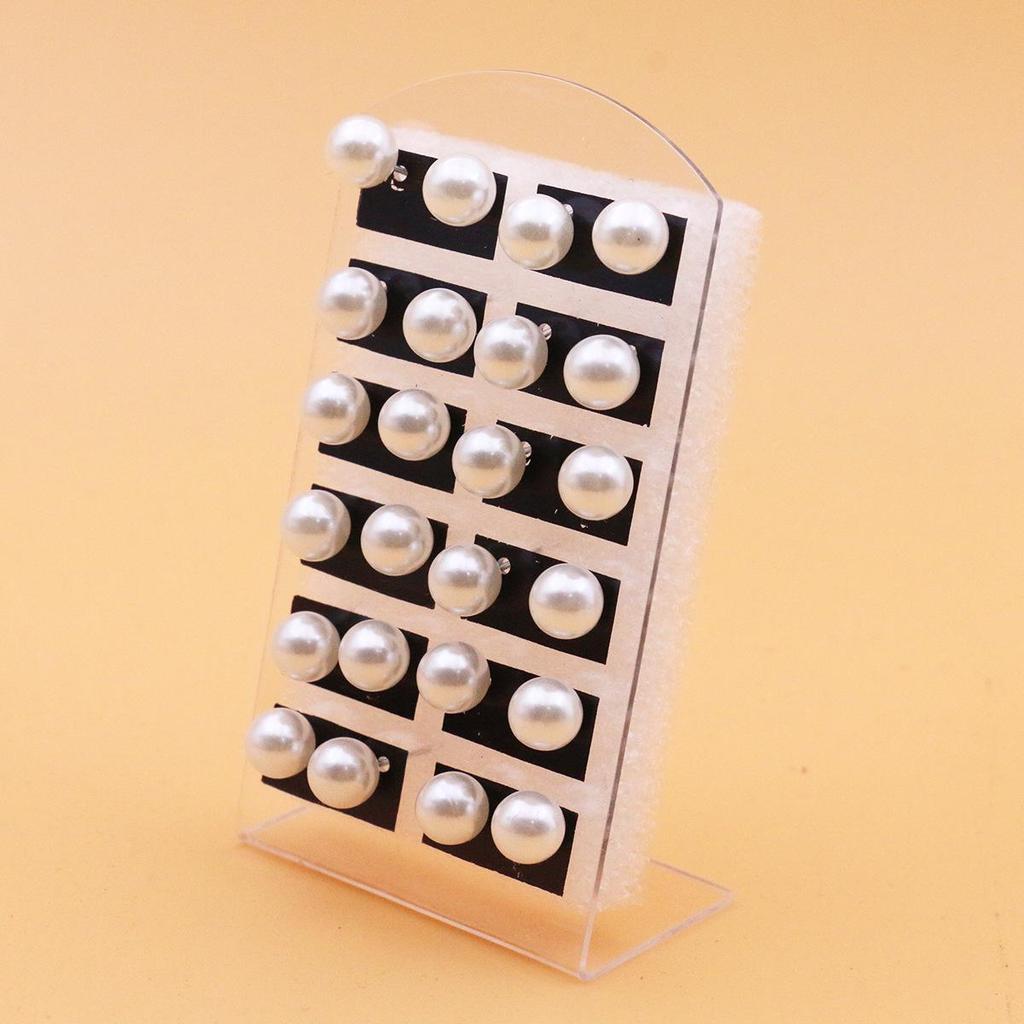Classic 12-Pair Pearl Stud Earrings Set with Iron Needle