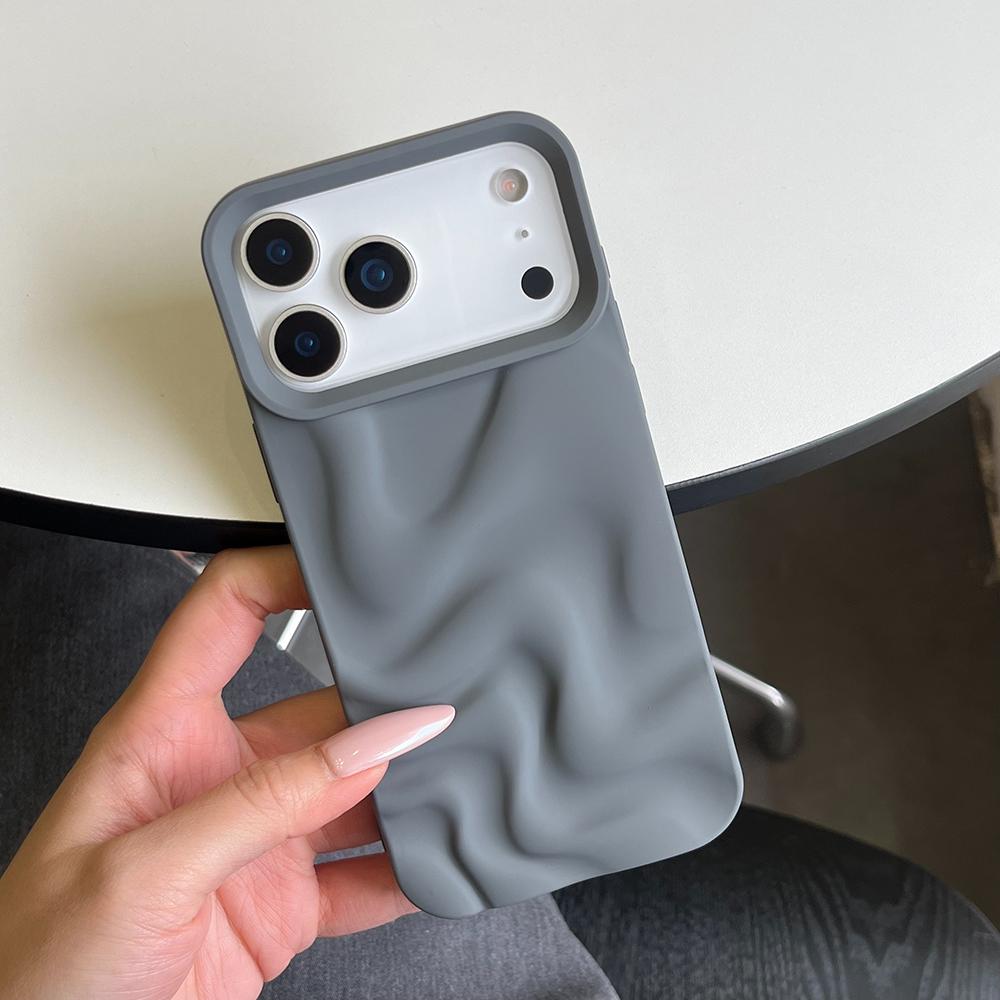 Matte 3D Water Ripple Phone Case for iPhone 17 16 15 14 13 12 11 Pro Max 17pro Cases Shockproof Soft Silicone Back Cover