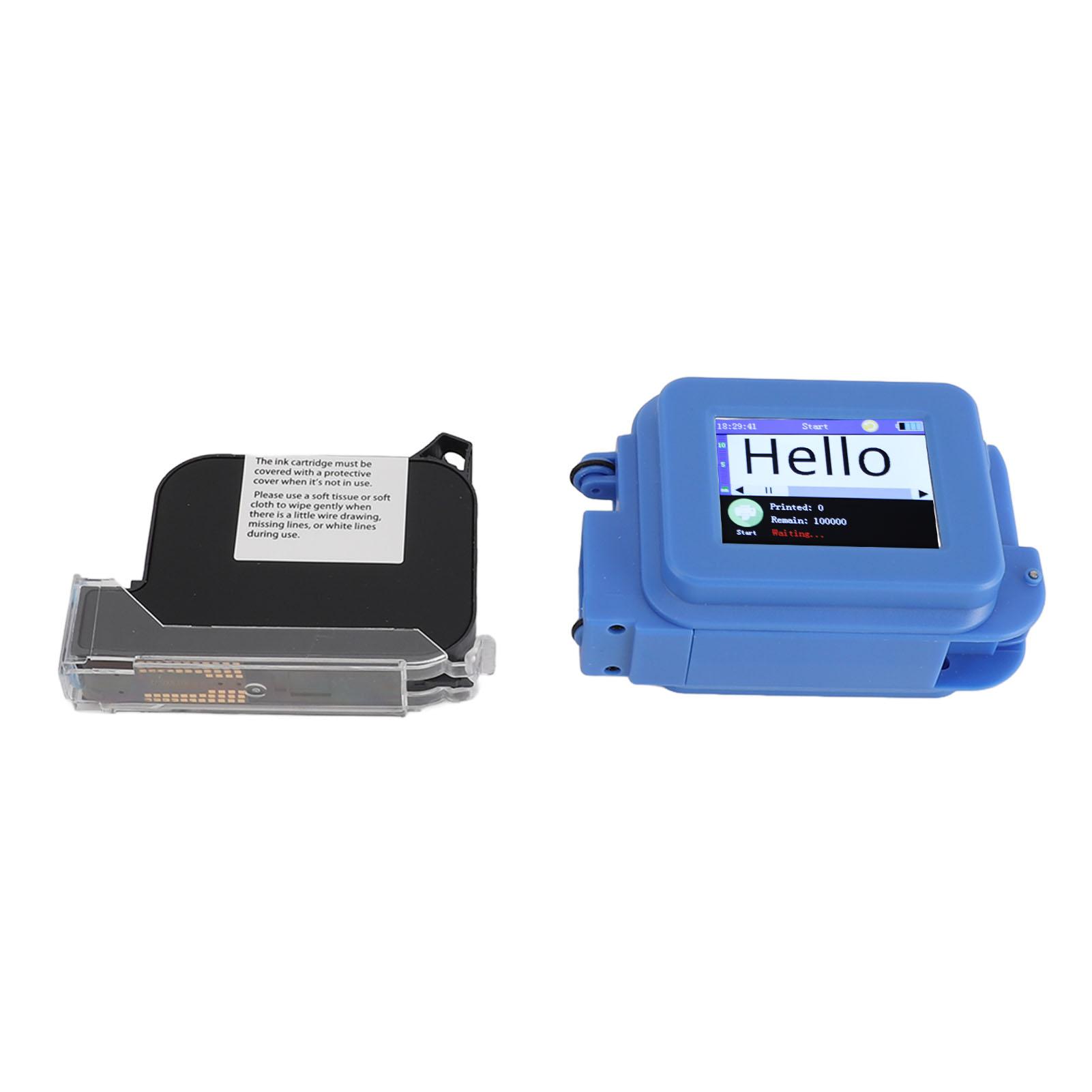 

Pocket Inkjet Printer Adjustable Printing Height 0.1‑ 0.5in 1in Touch Screen Handheld Inkjet Coder with Fast Drying Ink синій