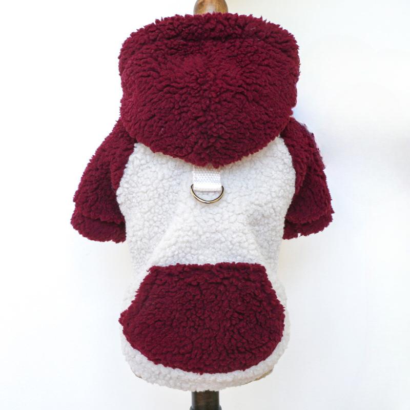 Pet Clothing for Autumn Winter Creative Warm Plush Hoodie Warm Color To Keep Warm Cold Resistant Lambing Plush Traction Hoodie