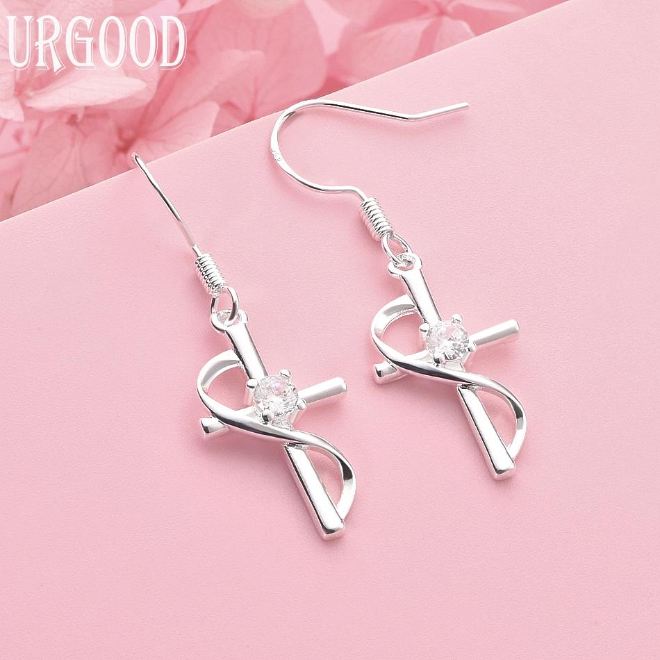 

Серьги-крестики из стерлингового серебра 925 пробы с цирконами ААА, свадебные украшения 2.00*3.20cm