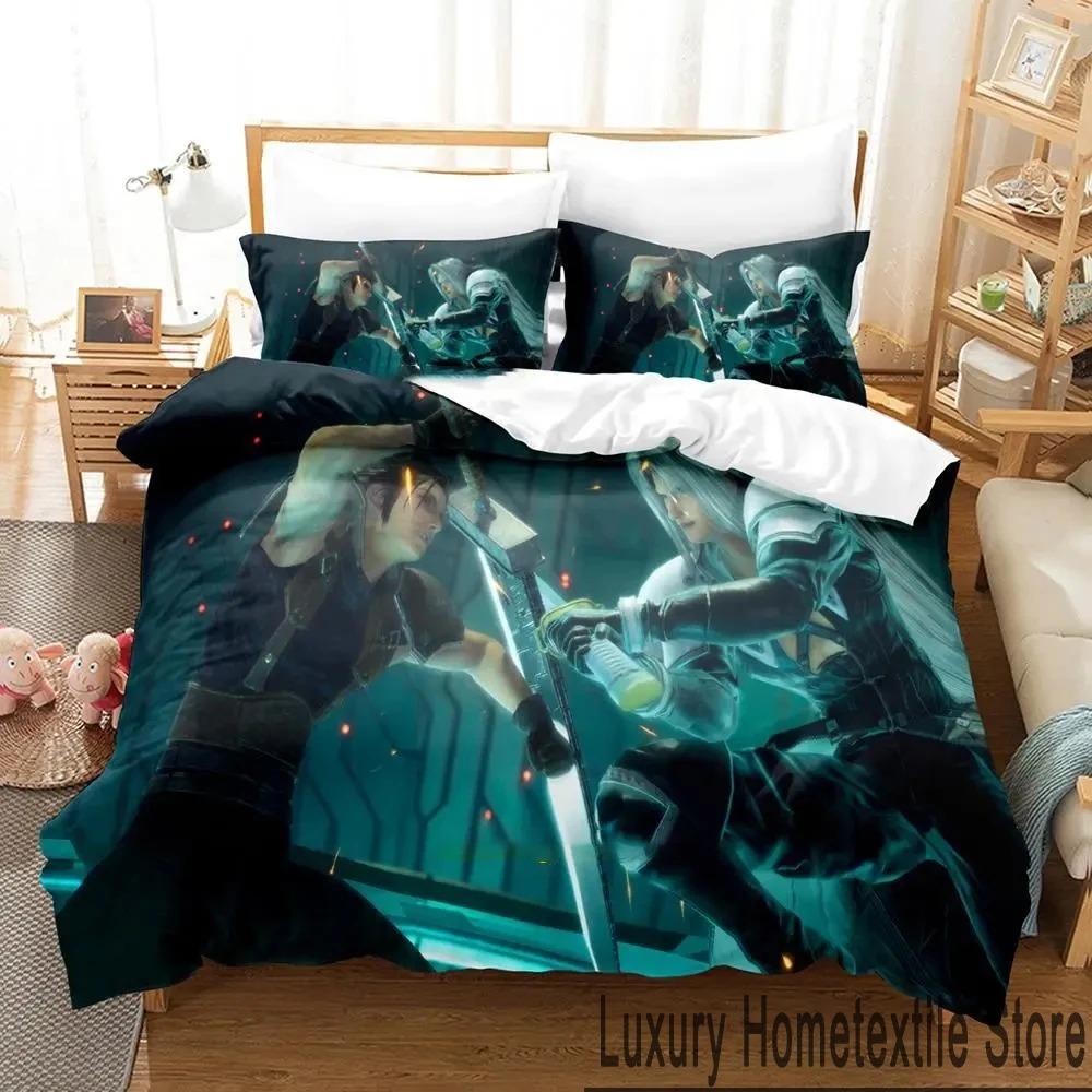 3D Print Game Crisis Core Final Fantasy VII Bedding Set Boys Girls Twin Queen King Size Duvet Cover Pillowcase Bed Boys Adult
