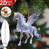 2D Acrylic Christmas Pendants Zodiac Horse Tree Hangings Car Rearview Mirror Pendant Charm Party New Year Decoration Ornaments