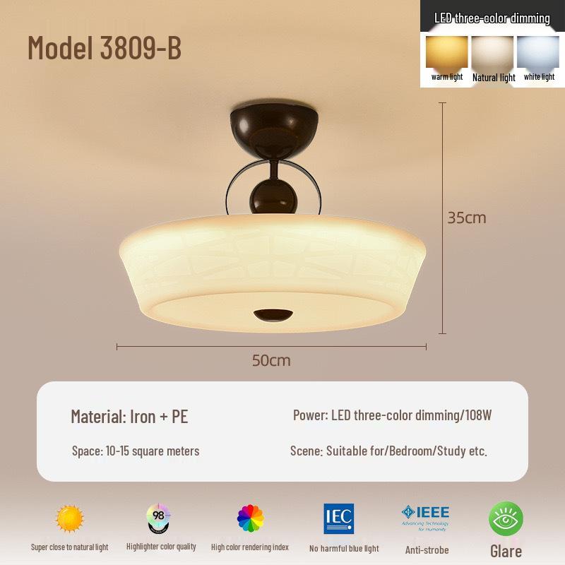 Pre-owned Retro Round Walnut Wood Chandelier for Bedroom or Study - Eye-Protection Ceiling Light