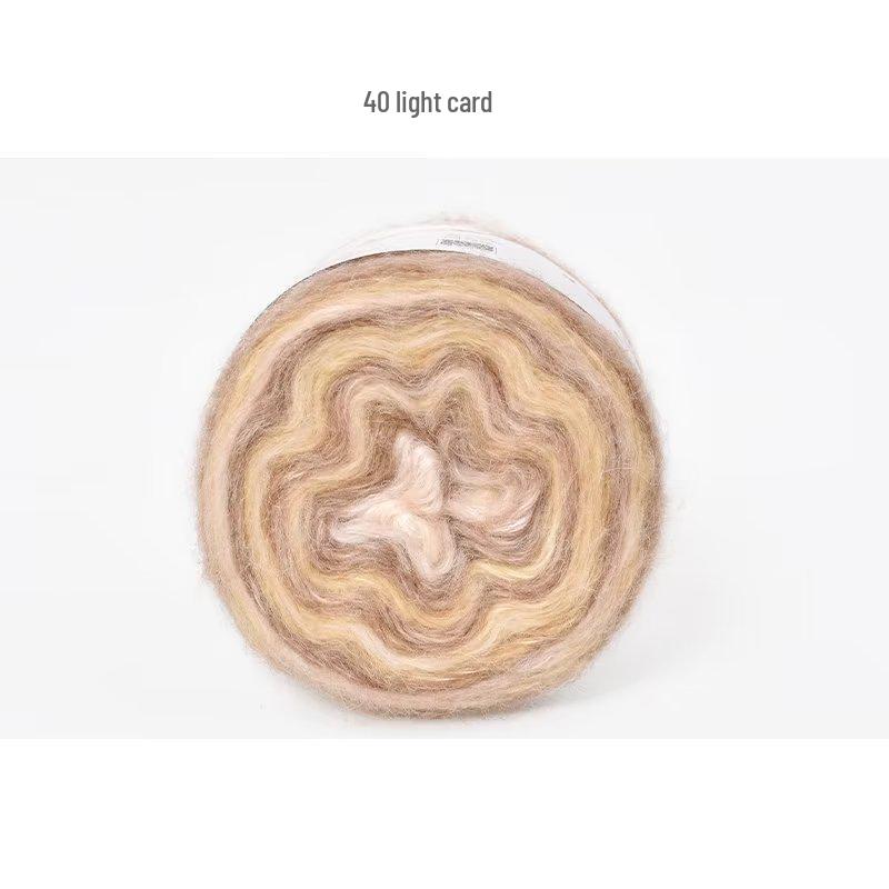 Hand-Dyed Gradient Rainbow Mohair Yarn - Fluffy, Soft, and Perfect for Knitting and DIY Projects.