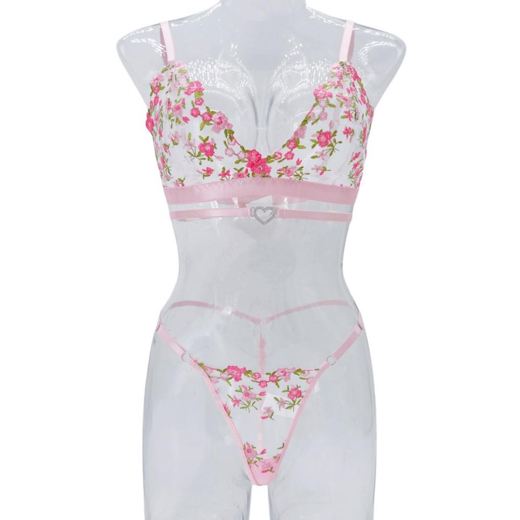Fetish Lingeries Sexy Adult Hot Clothes Women  Female Lingerie Woman To Catch Rose Embroidered Perspective Love Thong Sex Suit