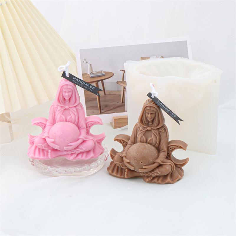 3D Mother Moon Silicone Mold Candle Meditation Yoga Resin Epoxy Soap Cement Mold DIY Greek Goddess of Life Gaia Spiritual Mould