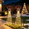 Einfach zu installierende Rasenwegpfähle Solarbetriebene Weihnachts-Gartenleuchte, Metallpfahl für den Außenbereich Festliche Szenendekoration Stern Schneeflocke Wasserfall Lichterkette