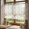 1pc Fresh Rural Floral Bouquet Lace Curtains Wavy Bottom Hem Short Bay Window Curtains Home Decorative Window Treatments